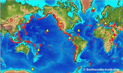 Map Of Volcanoes Around The World Geological Society   Volcanoes Around The World